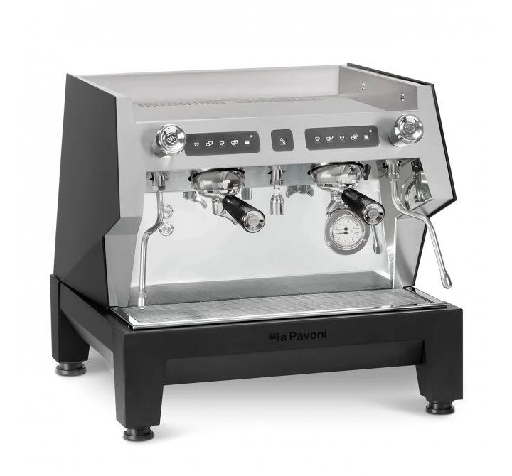 La Pavoni BAR-T 2V Compact Volumetric in Black - Angled View