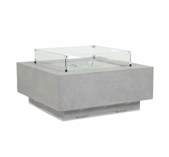 Sunset West Gravelstone Square Fire Table w/ Glass Surround
