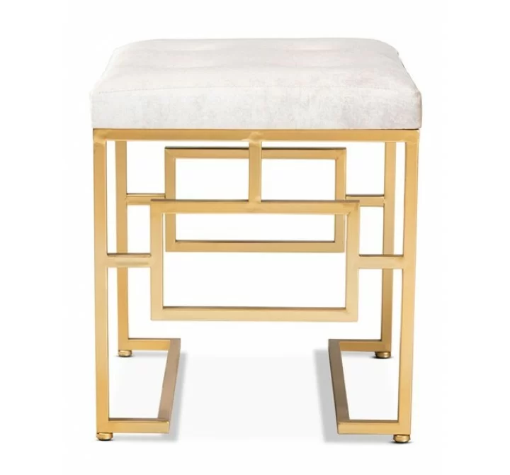 Baxton Studio Cecile Beige Velvet Upholstered Ottoman