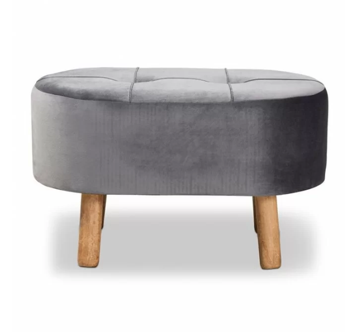Baxton Studio Simone Grey Velvet Upholstered Ottoman