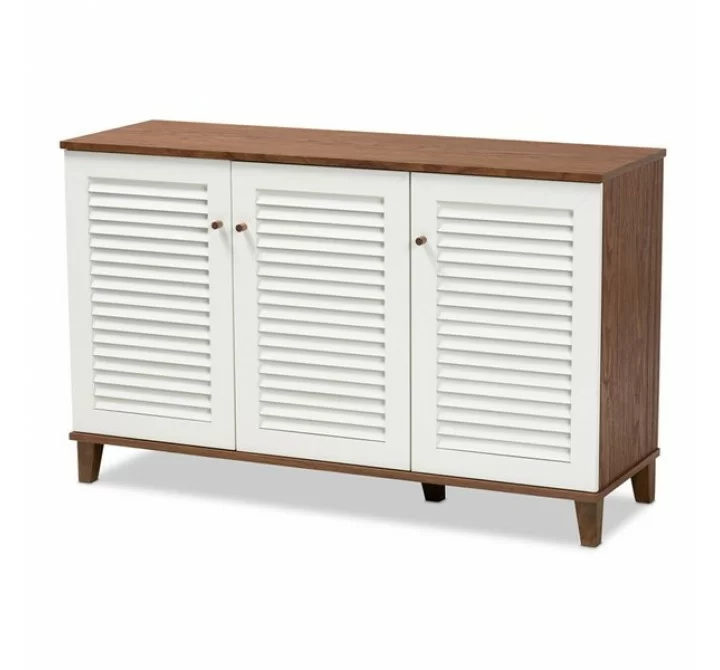 Baxton Studio Coolidge Walnut 8 Shelf Shoe Storage Cabinet