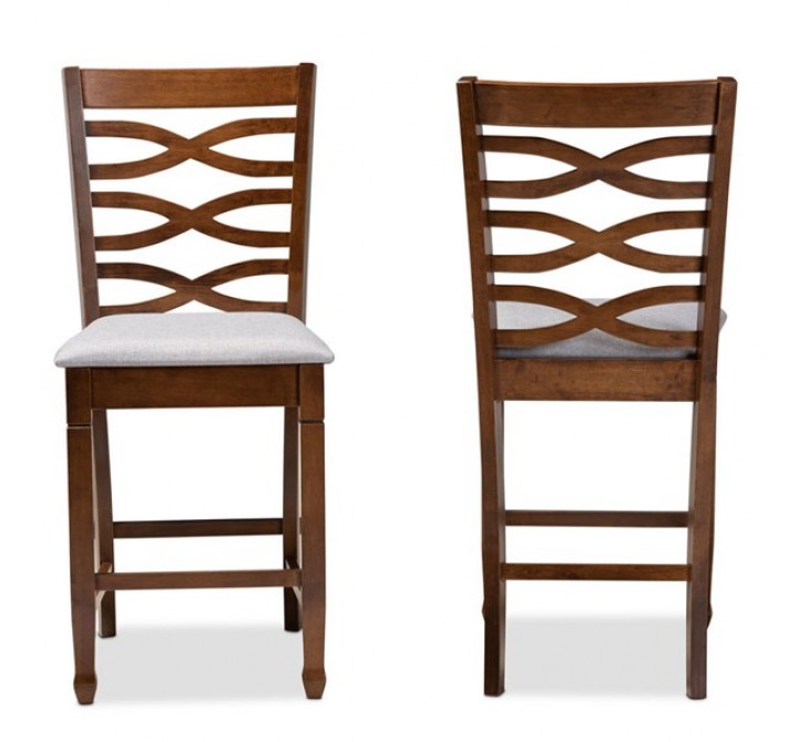 Baxton Studio Lanier Upholstered 2-Piece Wood Counter Height Pub Chair Set 