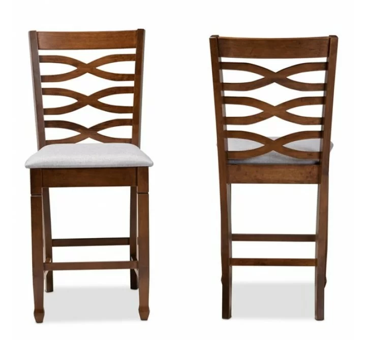 Baxton Studio Lanier Upholstered 2-Piece Wood Counter Height Pub Chair Set 