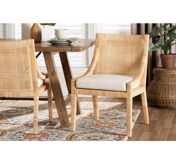 Baxton Studio bali & pari Alexis Natural Rattan Dining Chair - lifestyle