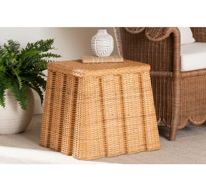 Baxton Studio bali & pari Andrea Natural Rattan End Table - lifestyle