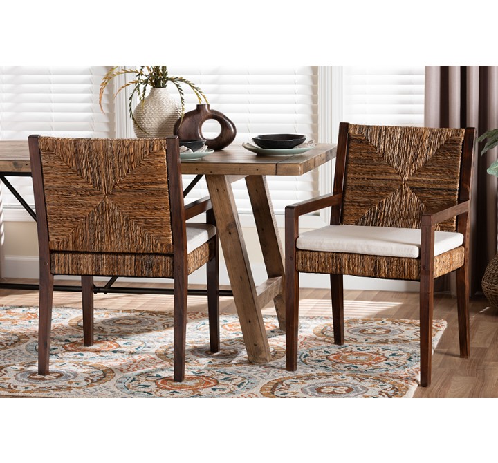 Baxton Studio bali & pari Cordoba 2-Piece Handwoven Seagrass Armchairs - lifesty