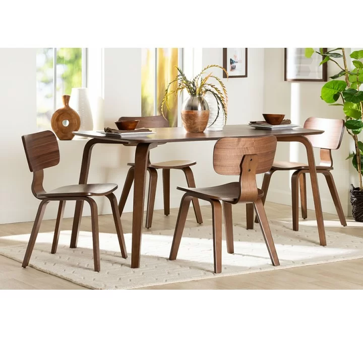 Baxton Studio Billie Wood 5-Piece Dining Set - lifestyle