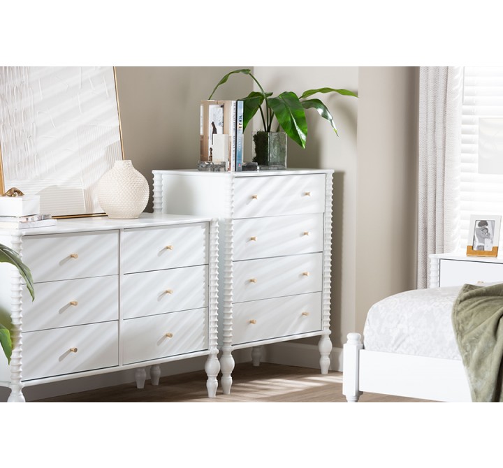 Baxton Studio Callison Spindle Chest in White - lifestyle