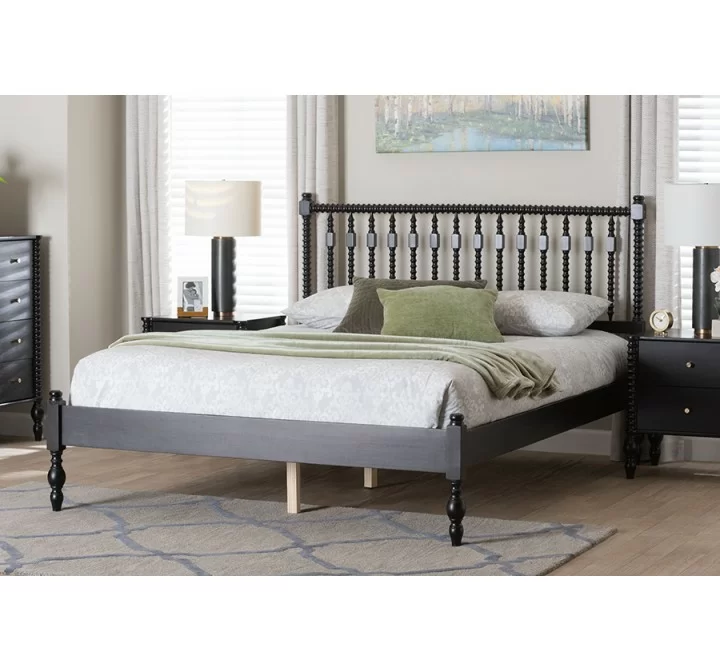Baxton Studio Callison Spindle Full Platform Bed in Black - lifestyle