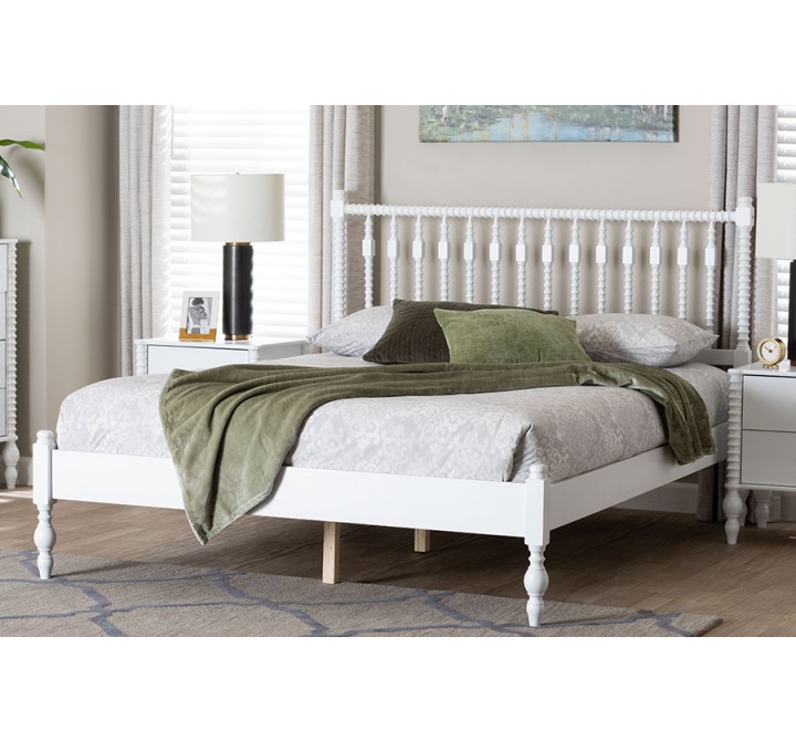Baxton Studio Callison Spindle Full Platform Bed in White - lifestyle