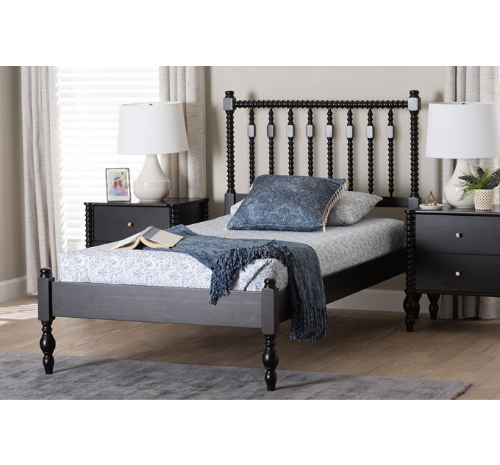 Callison Spindle Twin Platform Bed in Black - lifestyle