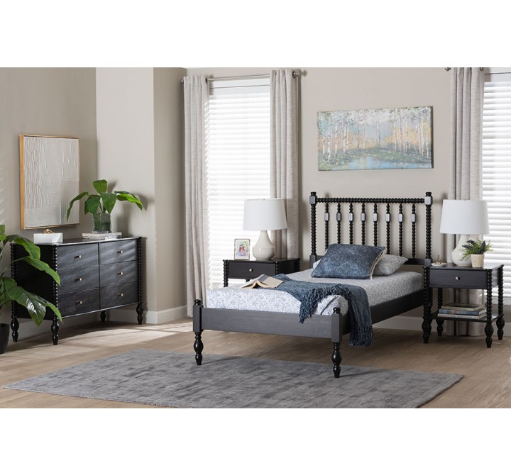 Denita Spindle Twin 4-Piece Bedroom Set in Black - lifestyle
