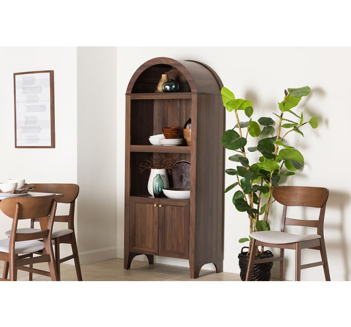 Baxton Studio Hayes Wood Cabinet with Arch Top - Lifestyle