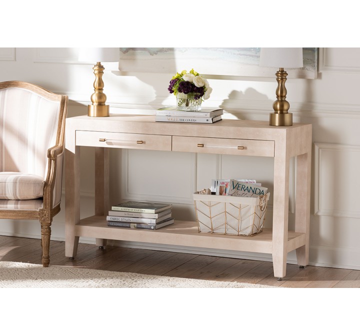 Baxton Studio Nira Faux Shagreen Console Table - Lifestyle