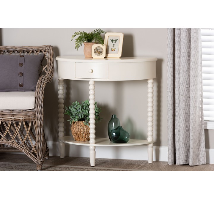 Baxton Studio Raynera Bobbin-Leg Demilune Console Table - lifestyle