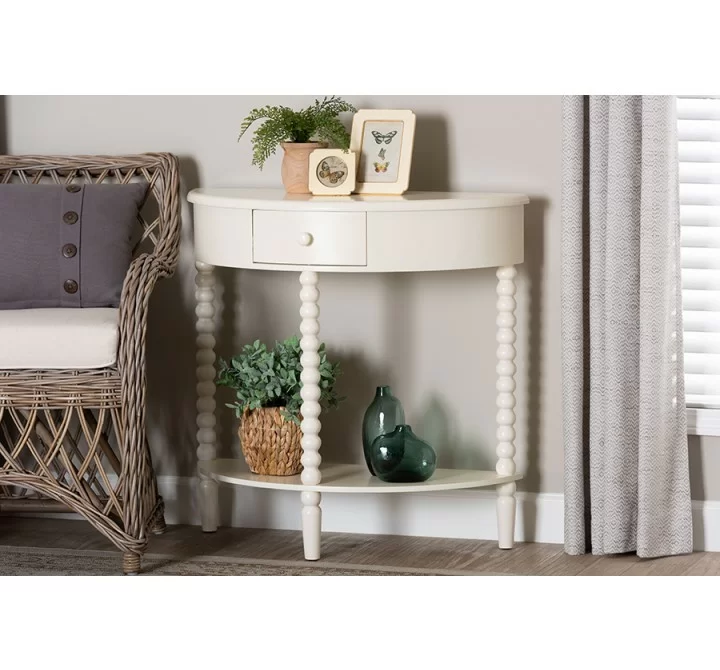 Baxton Studio Raynera Bobbin-Leg Demilune Console Table - lifestyle