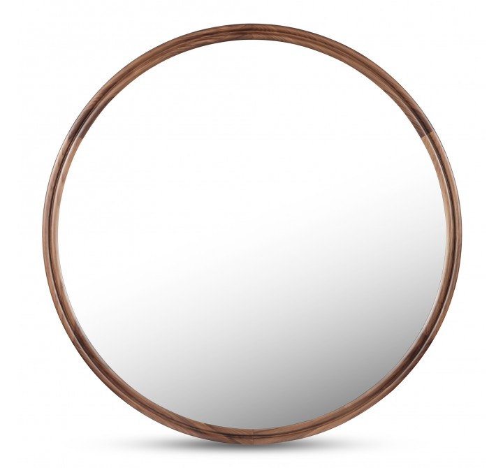 Moe’s Home Collection Alcott Small Round Mirror in Walnut