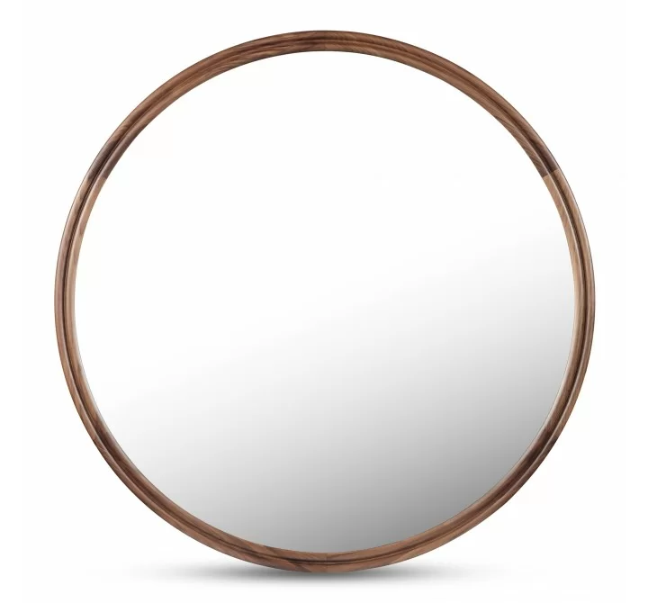 Moe’s Home Collection Alcott Small Round Mirror in Walnut