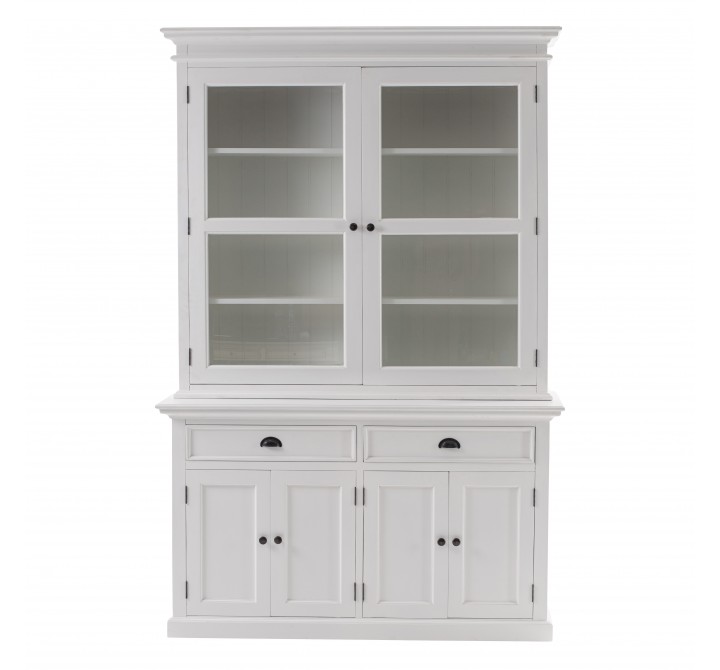 Nova Solo Halifax Glass-Display Hutch Unit - White - Front Angle