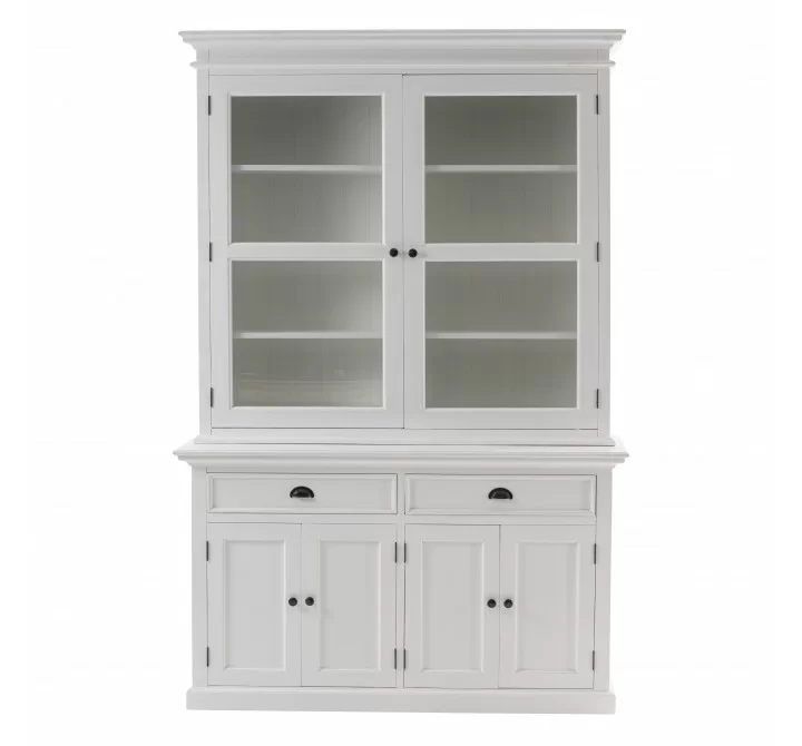 Nova Solo Halifax Glass-Display Hutch Unit - White - Front Angle