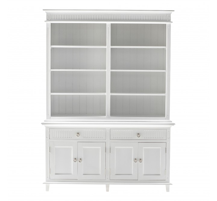 Nova Solo Skansen Hutch Bookcase Unit - White with 4 Doors, 2 Drawers - Front Angle