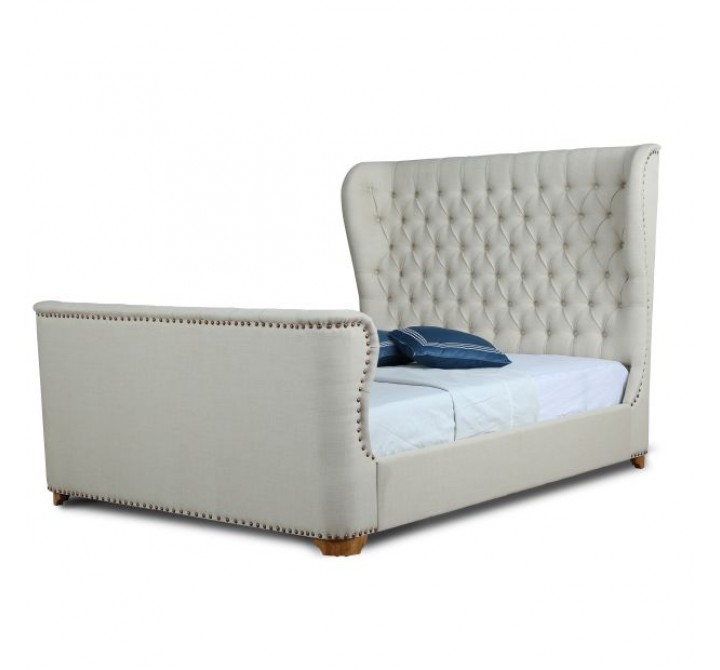 Manhattan Comfort Lola Ivory Full and Queen Bed Side Angle