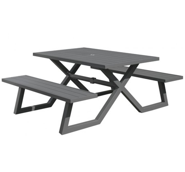 Vivere Banquet Deluxe 5ft Aluminum Picnic Table - Charcoal