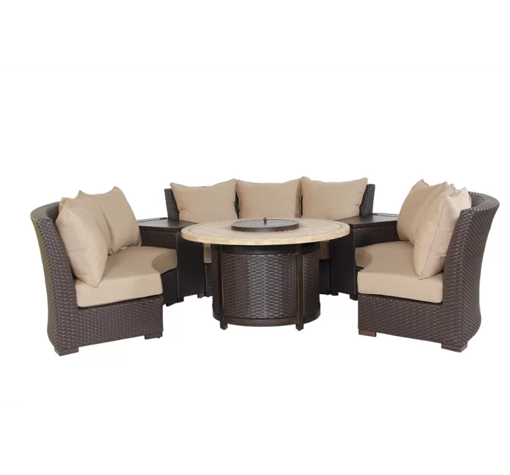 Patio Resort Lifestyle Bermuda 6-Piece Circular Sofa Set - Canvas Heather Beige