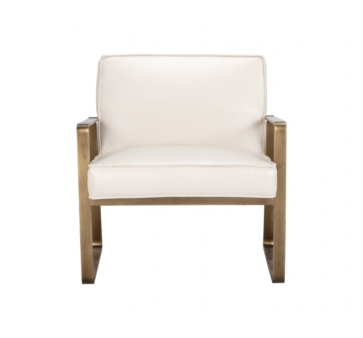 Sunpan Kristoffer Lounge Chair - Vintage Vanilla Leather - Front Angle
