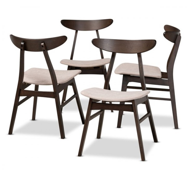 Baxton Studio Britte Beige Upholstered 4-Piece Wood Dining Chair Set
