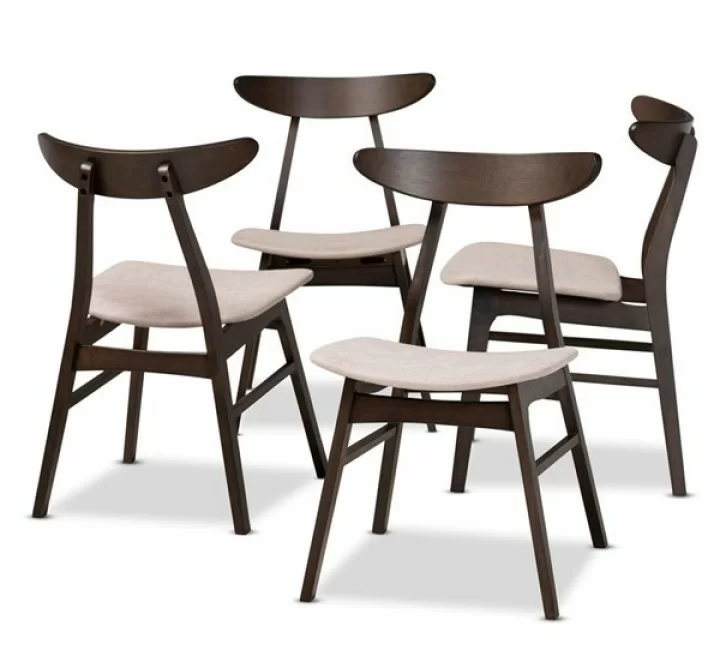 Baxton Studio Britte Beige Upholstered 4-Piece Wood Dining Chair Set