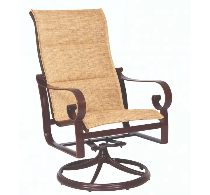 Woodard Belden Padded Sling High Back Swivel Rocker - Angled