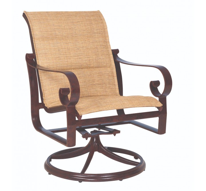 Woodard Belden Padded Sling Swivel Rocker - Angled