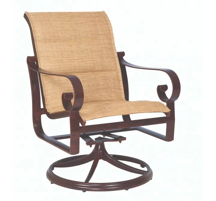 Woodard Belden Padded Sling Swivel Rocker - Angled