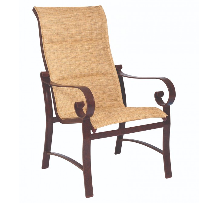 Woodard Belden Padded Sling High Back Dining Arm Chair