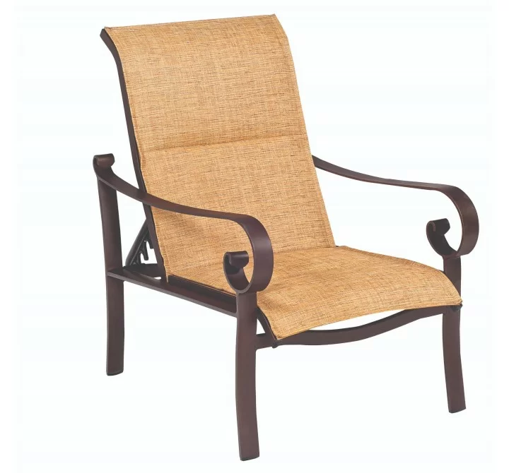 Woodard Belden Padded Sling Adjustable Lounge Chair - Angled
