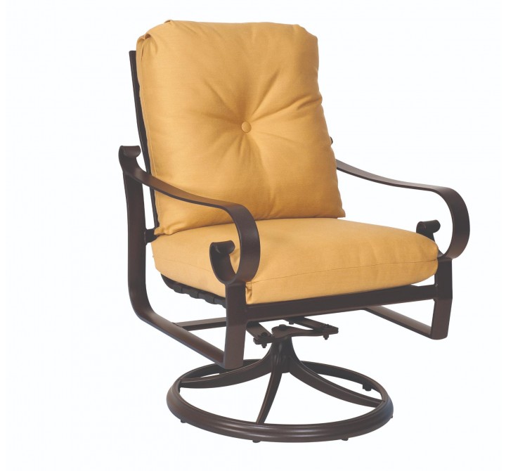 Woodard Belden Swivel Rocking Dining Arm Chair - aNGLED