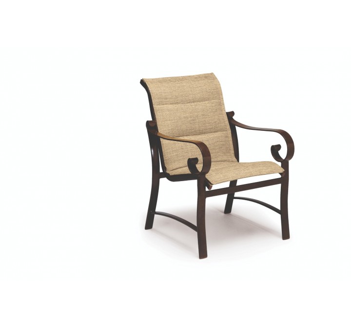 Woodard Belden Padded Sling Dining Arm Chair - Angled