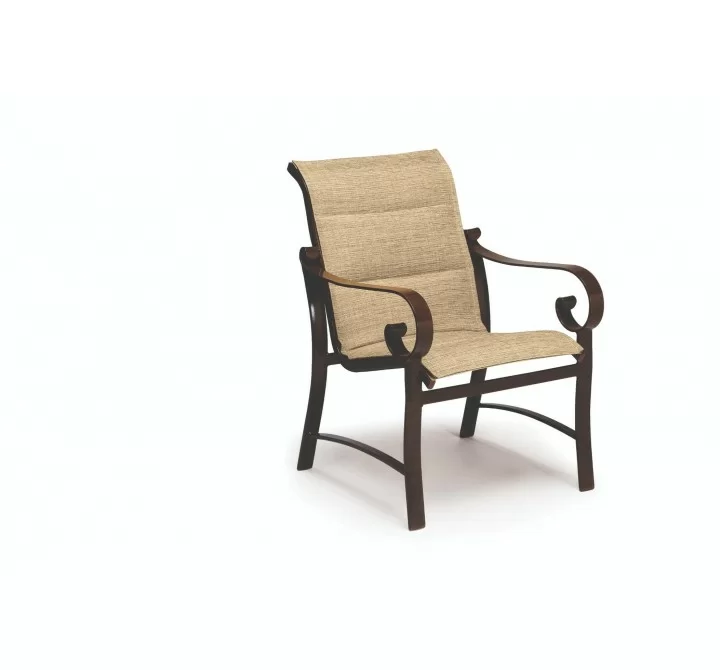 Woodard Belden Padded Sling Dining Arm Chair - Angled