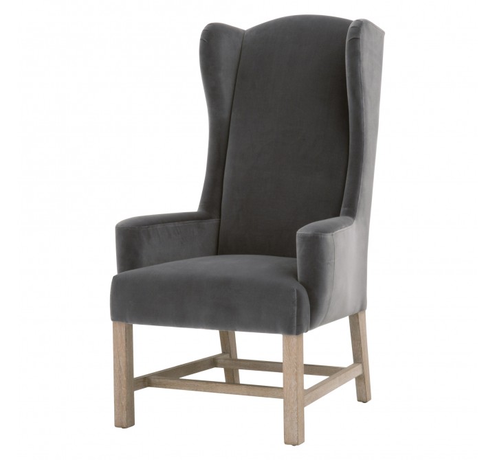 Essentials For Living Bennett Arm Chair in Dark Dove Velvet - Front Side Angle