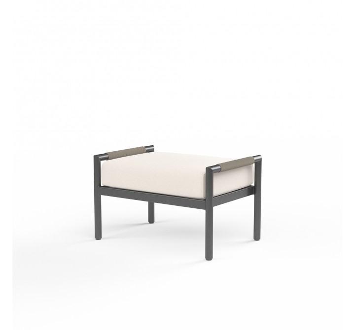 Pietra Ottoman in Echo Ash, No Welt - Front Side Angle