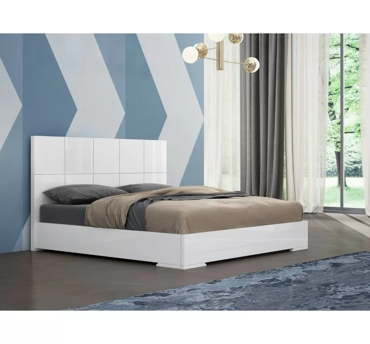 Whiteline Modern Living Anna Bed King With Headboard In High Gloss White - Lifestyle