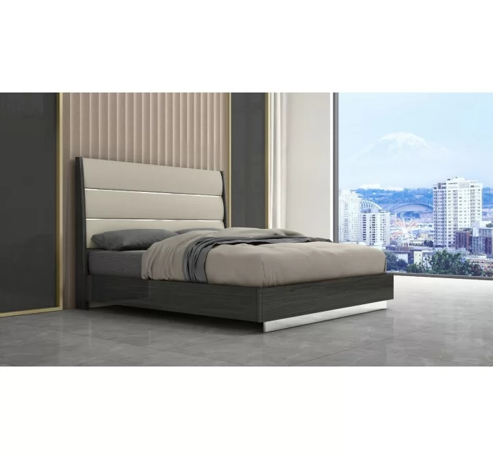 Whiteline Modern Living Pino Bed King In High Gloss Dark Grey Angley - Lifestyle 2