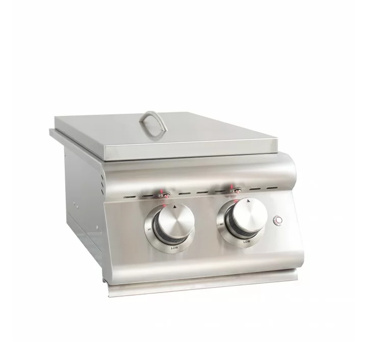 Blaze Grills Built-In Premium LTE Double Side Burner with Lights - Angled and Closed