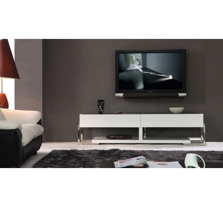Agent TV Stand - Black Glass Top Front