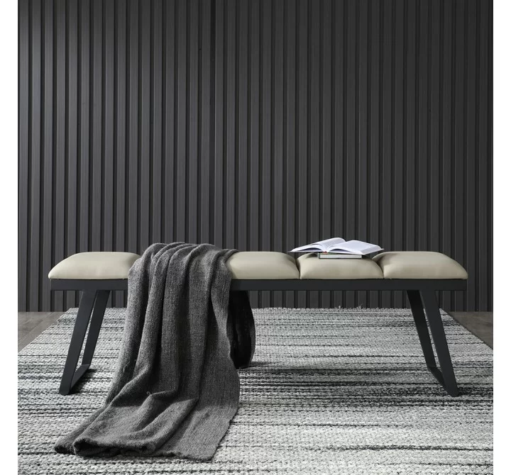 Ethan Bench Light Grey Faux Leather Bench - Lifestyle 