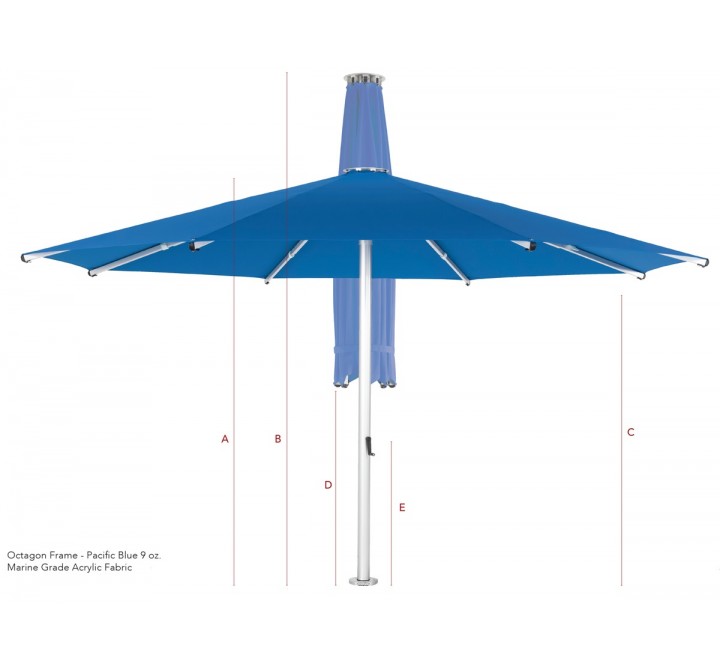 13' Square Bolt-Down Umbrella - 9 Oz Marine Grade Acrylic