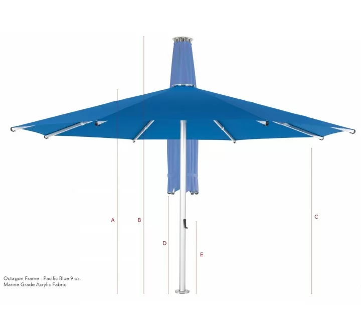 13' Square Bolt-Down Umbrella - 9 Oz Marine Grade Acrylic