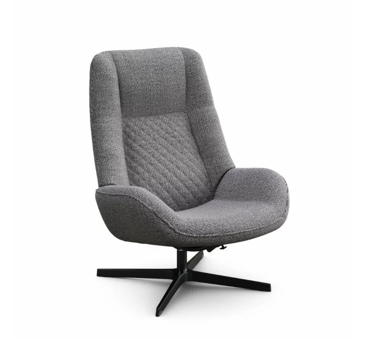 Kebe Bordeaux Chair With Footrest in Gray Yeti Fabric