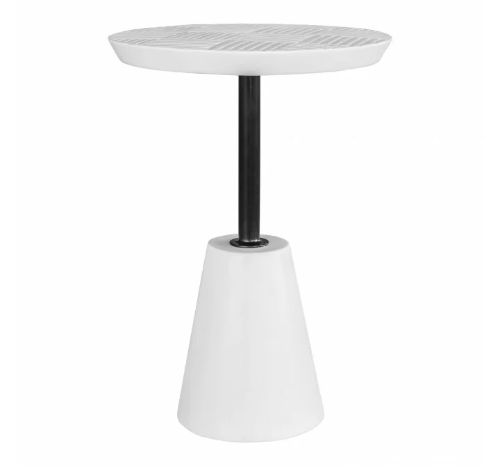 Moe's Home Collection Foundation Outdoor Accent Table in White - Front Angle